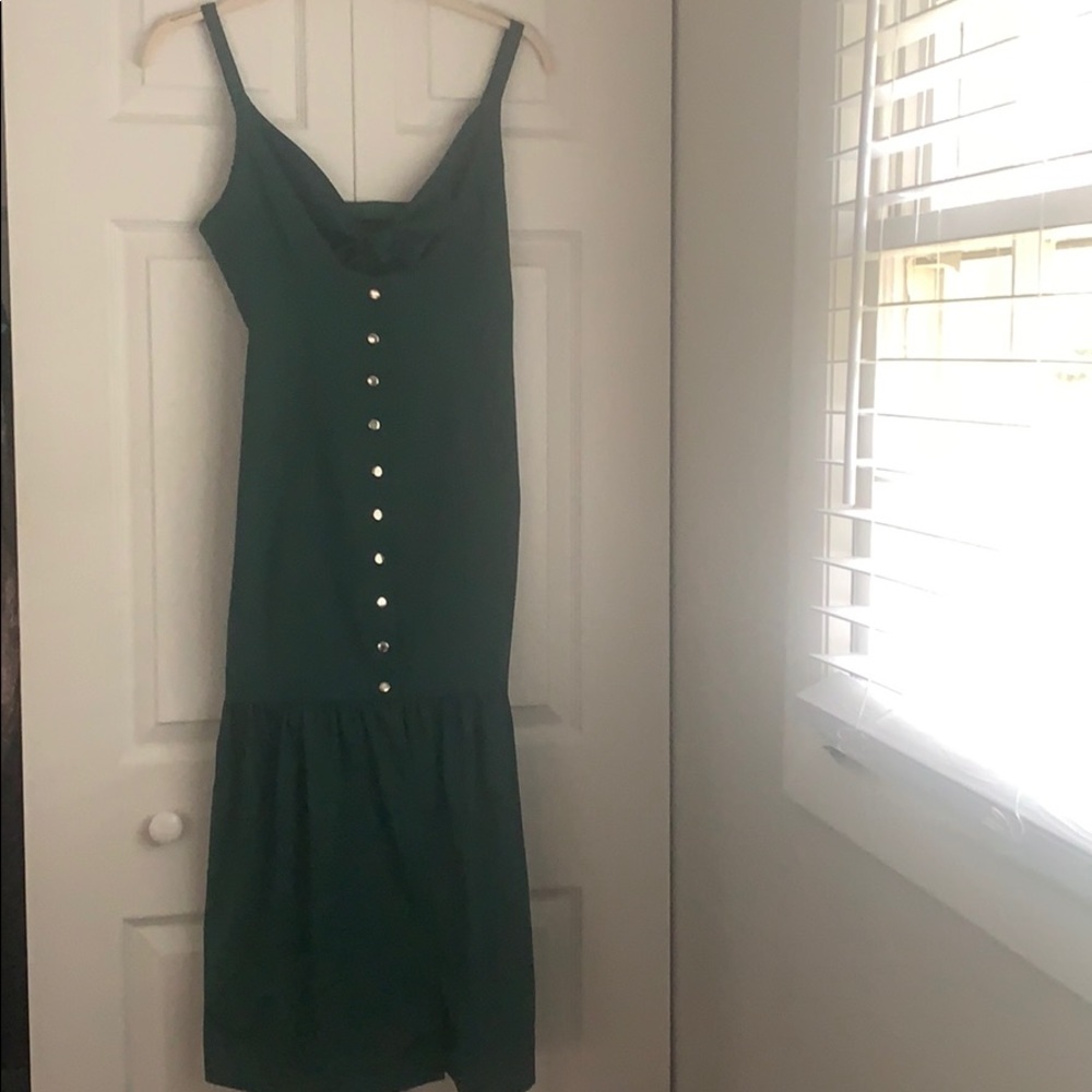 Green Linen Dress W/ Tie Top